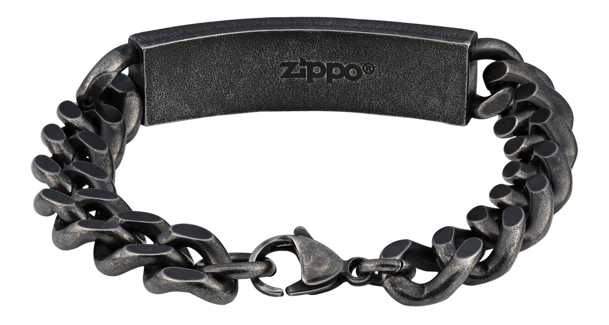 Bransoleta ze stali nierdzewnej z dużymi ogniwami i mostkiem pośrodku z logo Zippo