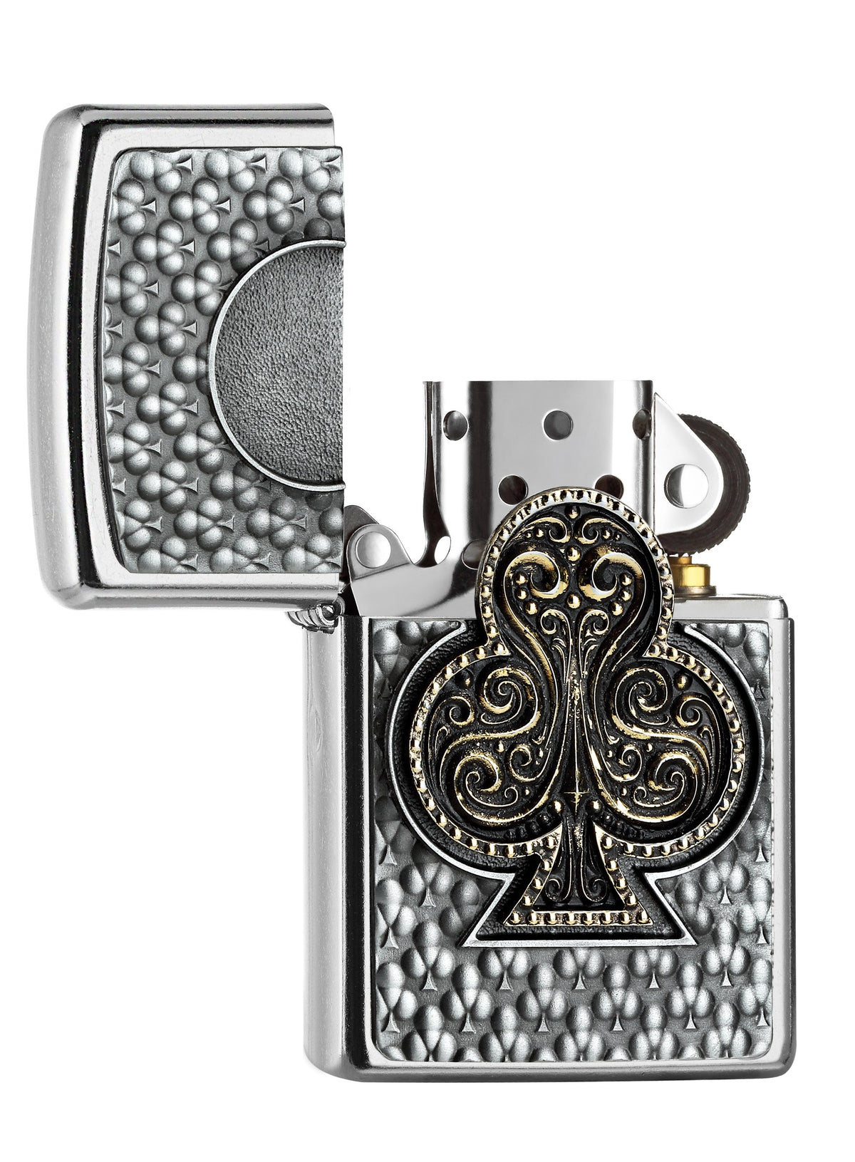 Zapalniczka Zippo emblemat z karcianym treflem otwarta