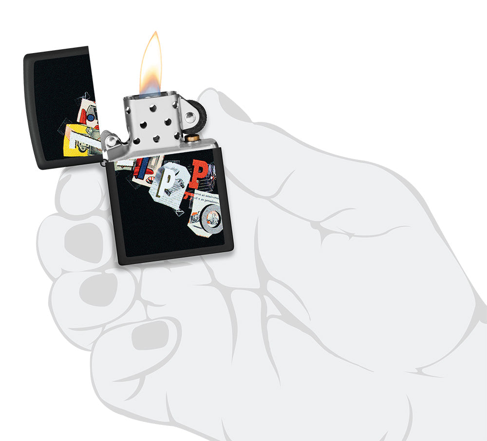 Wzór nawiązujący do kolażu Zippo