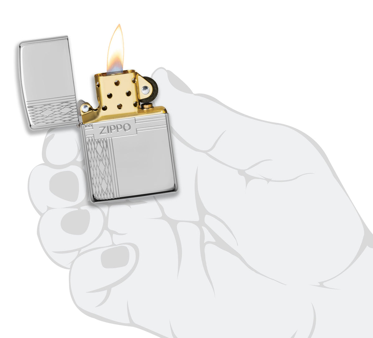 Sterling Silver Zippo Diamond Design