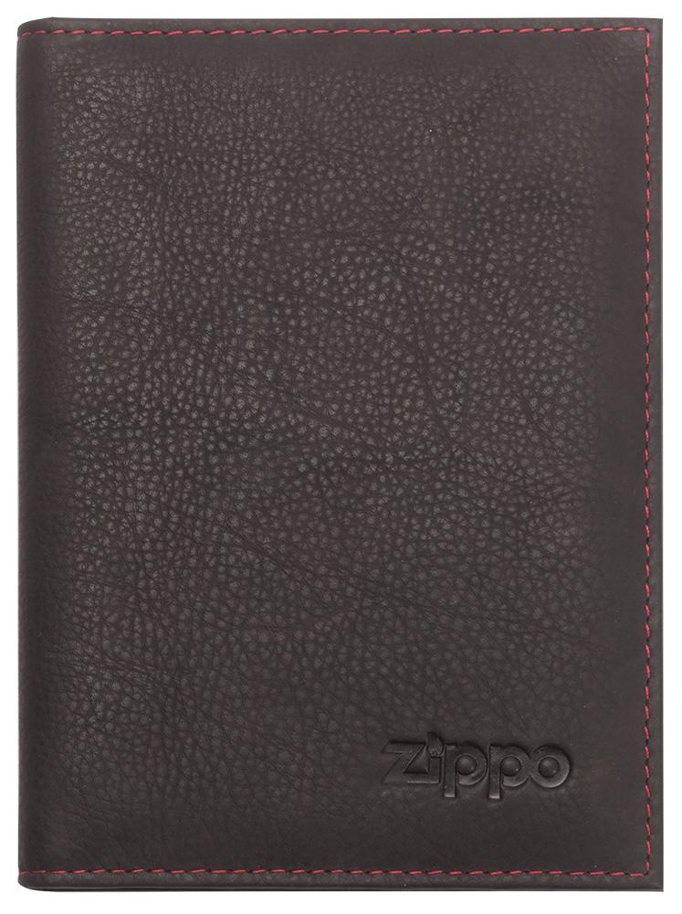 Widok z przodu portfel na karty kredytowe brązowy z logo Zippo