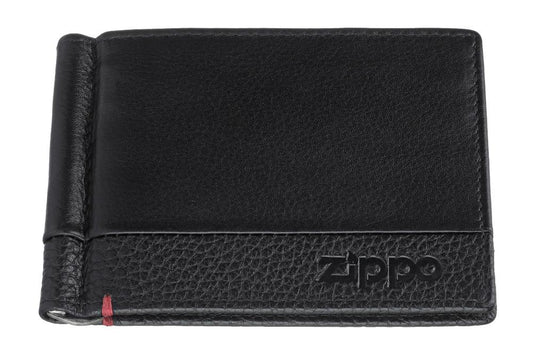 Portfel z klipsem do banknotów czarny zamknięty z logo Zippo