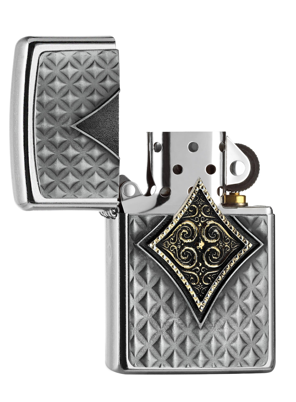 Zapalniczka Zippo emblemat z karo otwarta