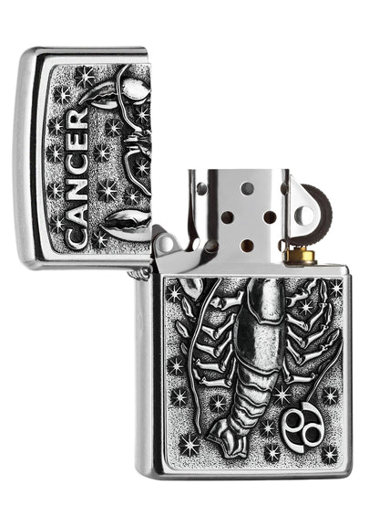  Zapalniczka Zippo chrom emblemat z rakiem otwarta
