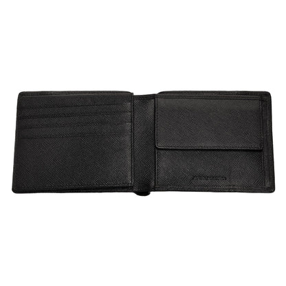Portfel Zippo ze skóry saffiano z logo Zippo widok z przodu otwarty 