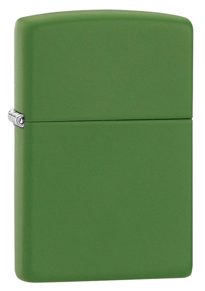 Widok z przodu kąt 3/4 zapalniczka Zippo Moss Green Matte model podstawowy
