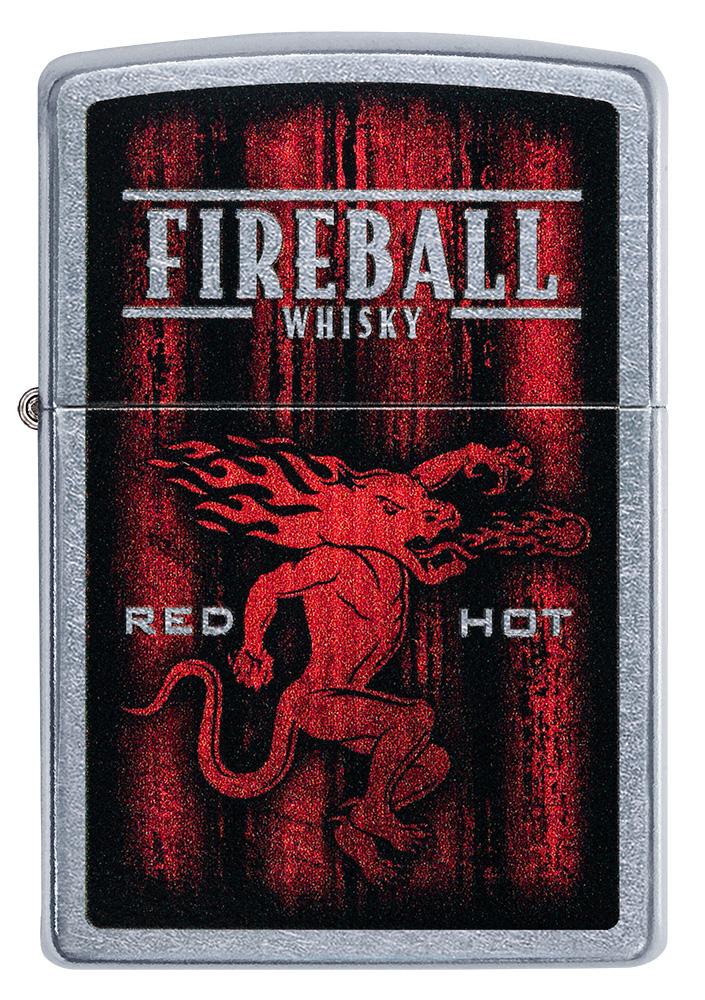 Widok z przodu zapalniczka Zippo chrom Fireball Whisky