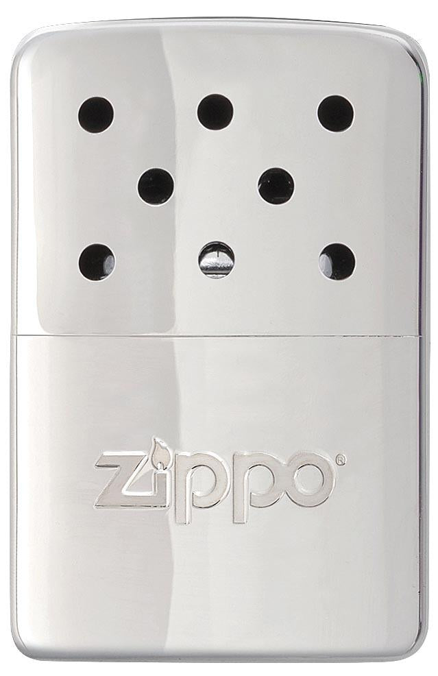 Widok z przodu ogrzewacz do rąk Zippo metalowy chrom mały