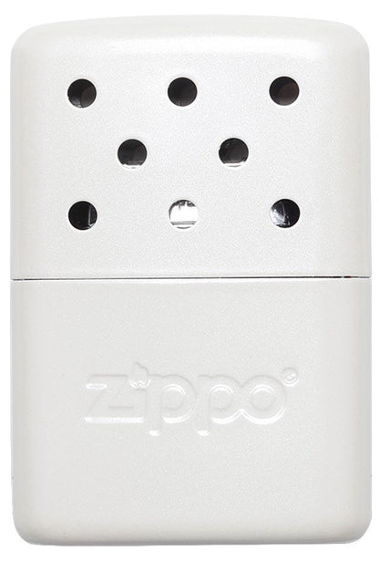 Widok z przodu ogrzewacz do rąk Zippo metalowy biały mały