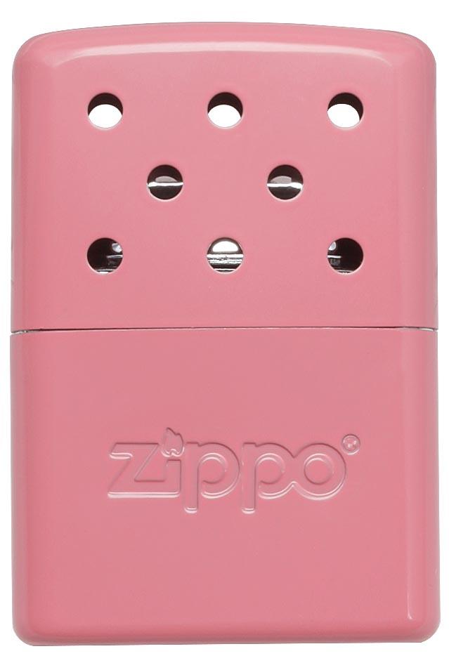 Widok z przodu ogrzewacz do rąk Zippo metalowy różowy mały