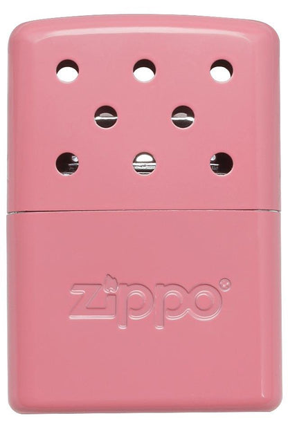 Widok z przodu ogrzewacz do rąk Zippo metalowy różowy mały