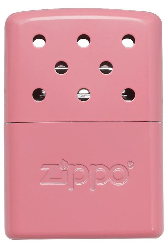 Widok z przodu ogrzewacz do rąk Zippo metalowy różowy mały