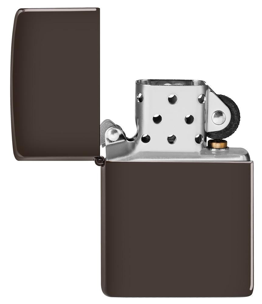 Zapalniczka Zippo matowa brązowa otwarta