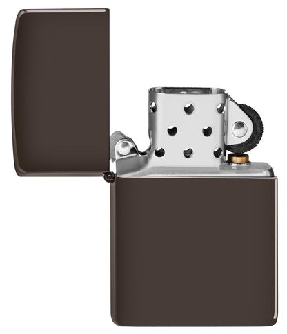 Zapalniczka Zippo matowa brązowa otwarta