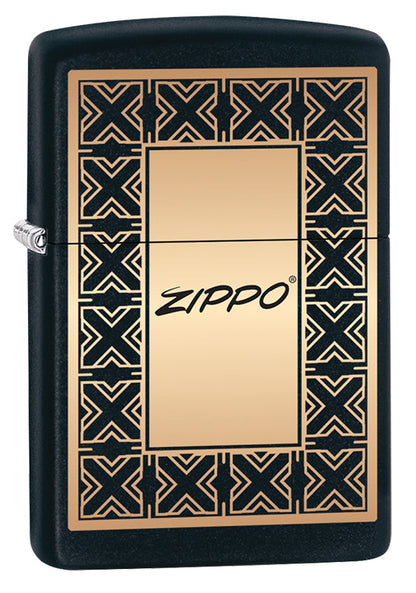 Vue de trois quarts du briquet tempête Zippo Art Deco Design